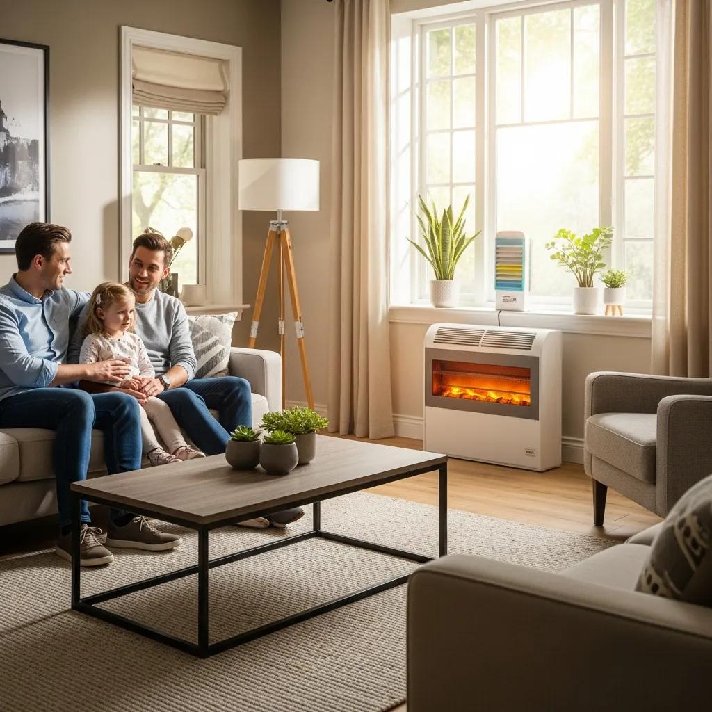HVAC Blog 1 Cozy living room with a modern heating system, emphasizing comfort and energy efficiency