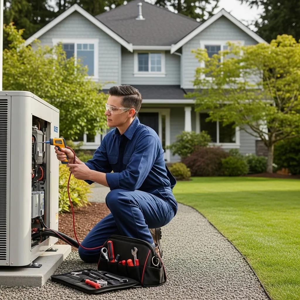 Technician checking an outdoor heat pump unit &mdash; regular inspections prevent common failures